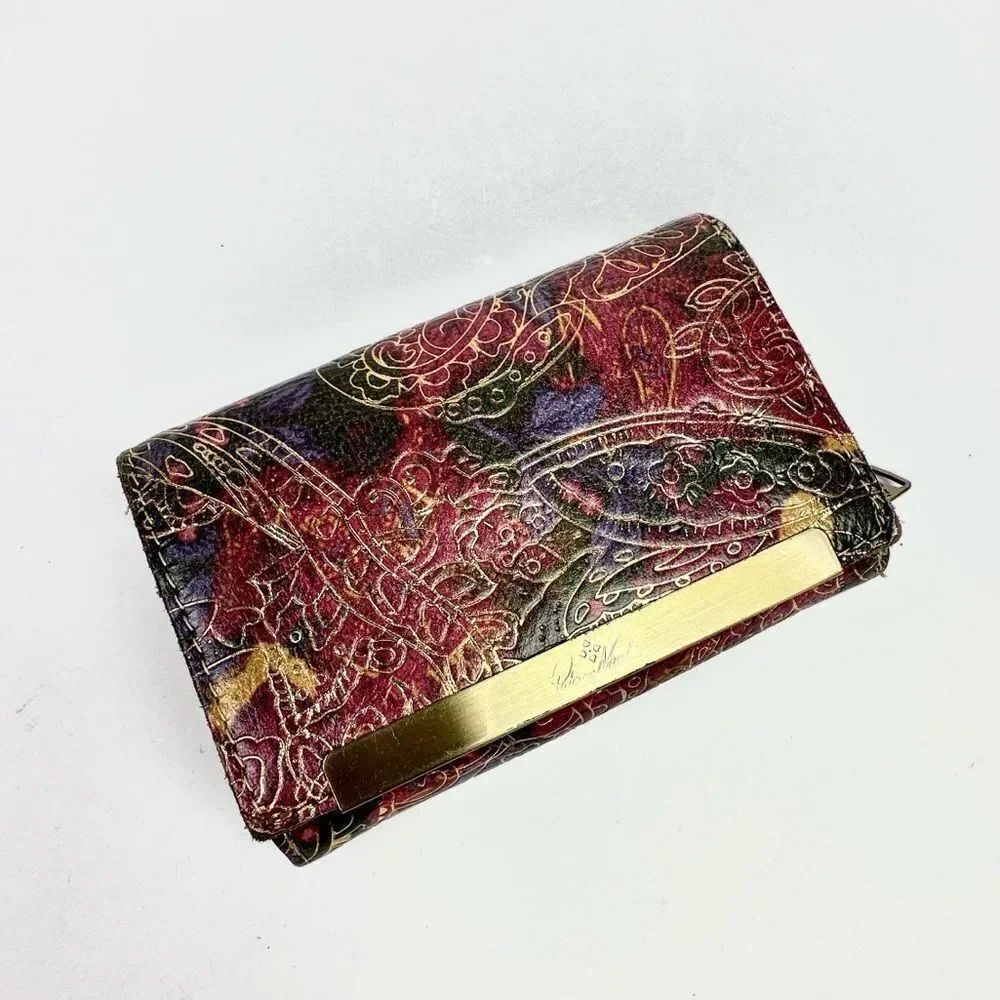 Patricia Nash Cametti Wallet 3- folded Metallic Tooled Lace Leather